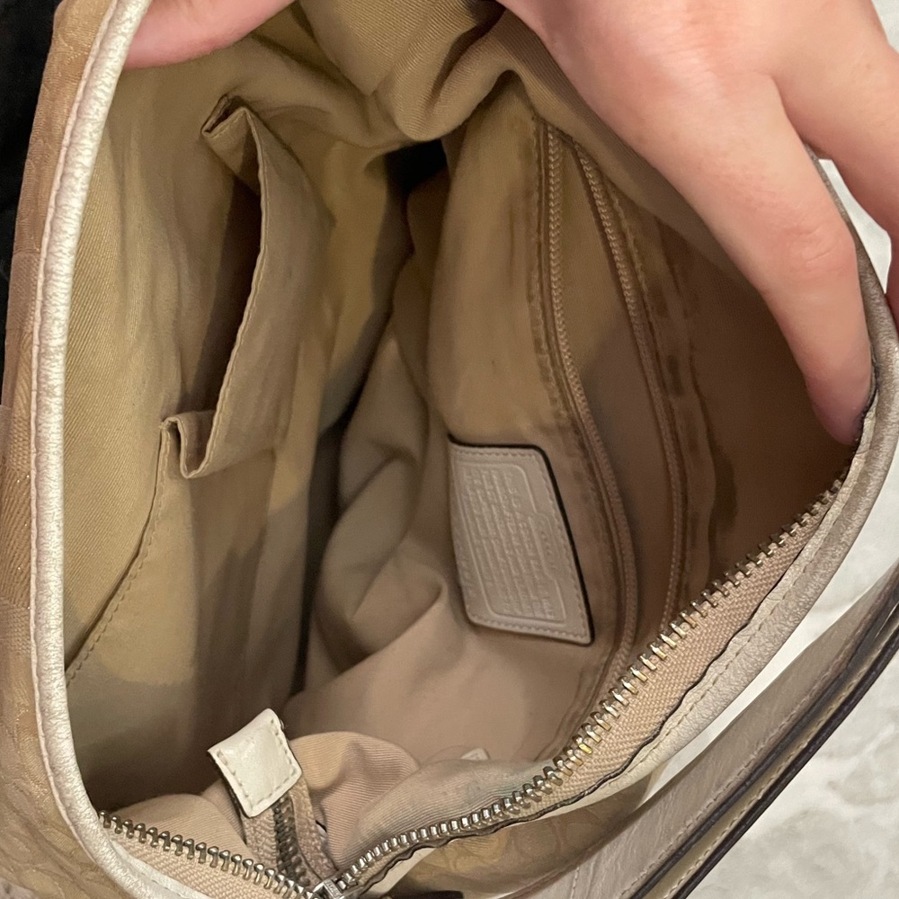 Coach Y2k Vintage Legacy Khaki Ivory Signature Glitter Stripe Convertible Duffle - Picture 7 of 10